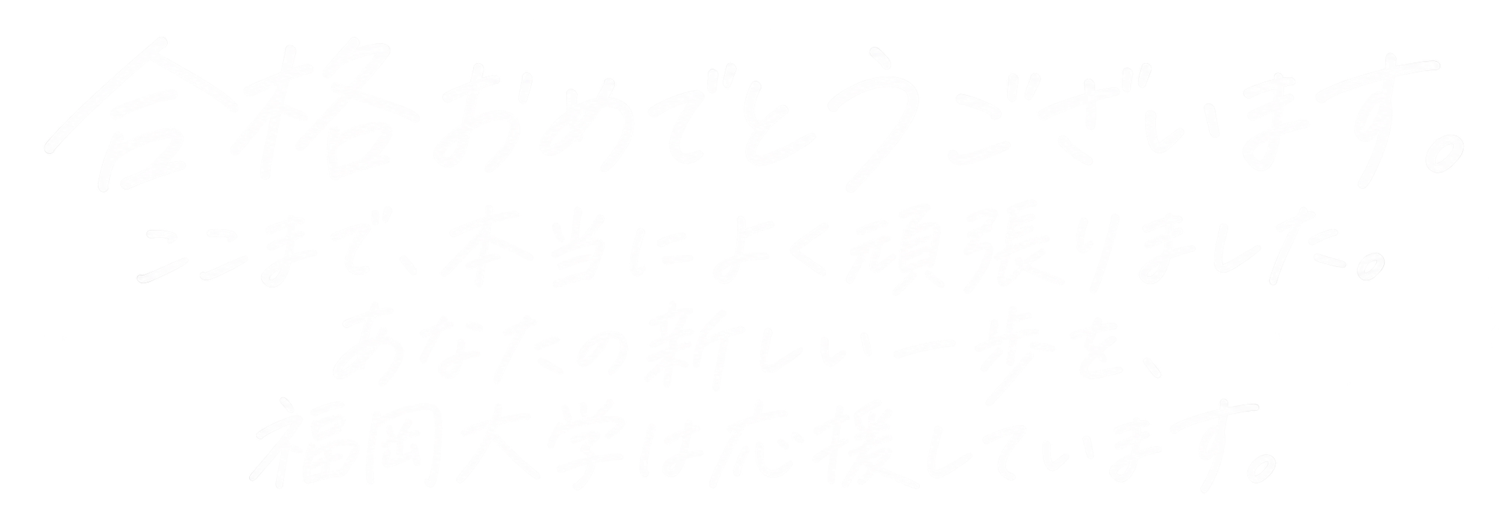 合格おめでとうございます。ここまで、本当によく頑張りました。あなたの新しい一歩を、福岡大学は応援しています。